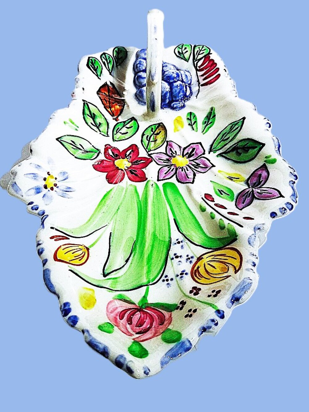 Vintage Blue Ridge Celery Dish Hand Painted Summertime by Southern Potteries USA